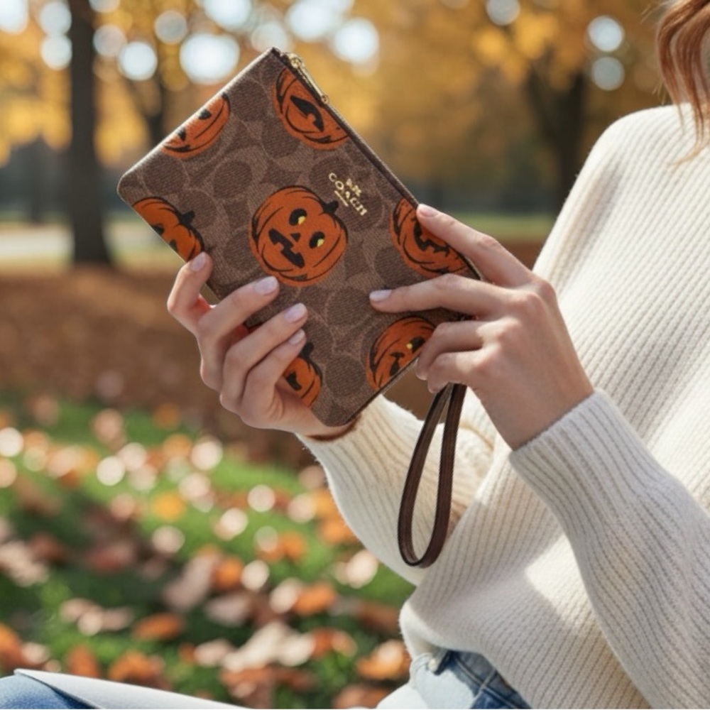 Coach Hallowen Pumpkin Wristlet NWT - Picture 2 of 3